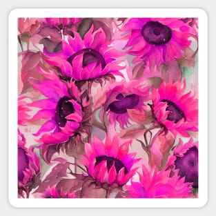 Pink Flowers Sunflowers Floral Art Sticker